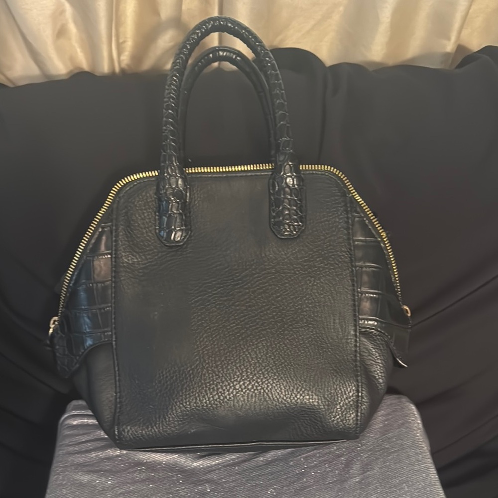 Olivia + Joy Black Satchel with Structured Design